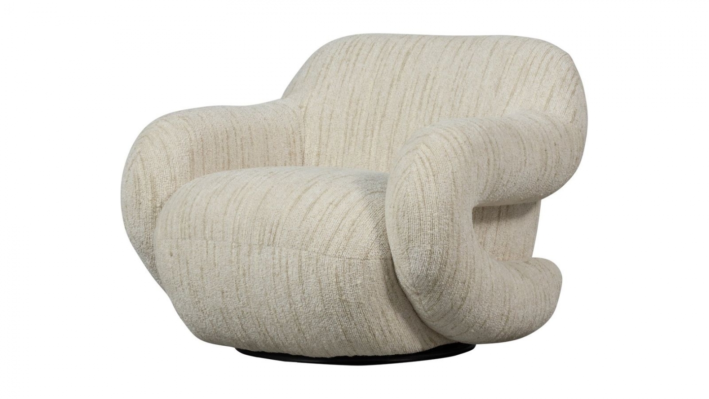 Fauteuil pivotant en tissu chenille naturel mélangé - Folke Fauteuil pivotant en tissu chenille naturel mélangé - Folke