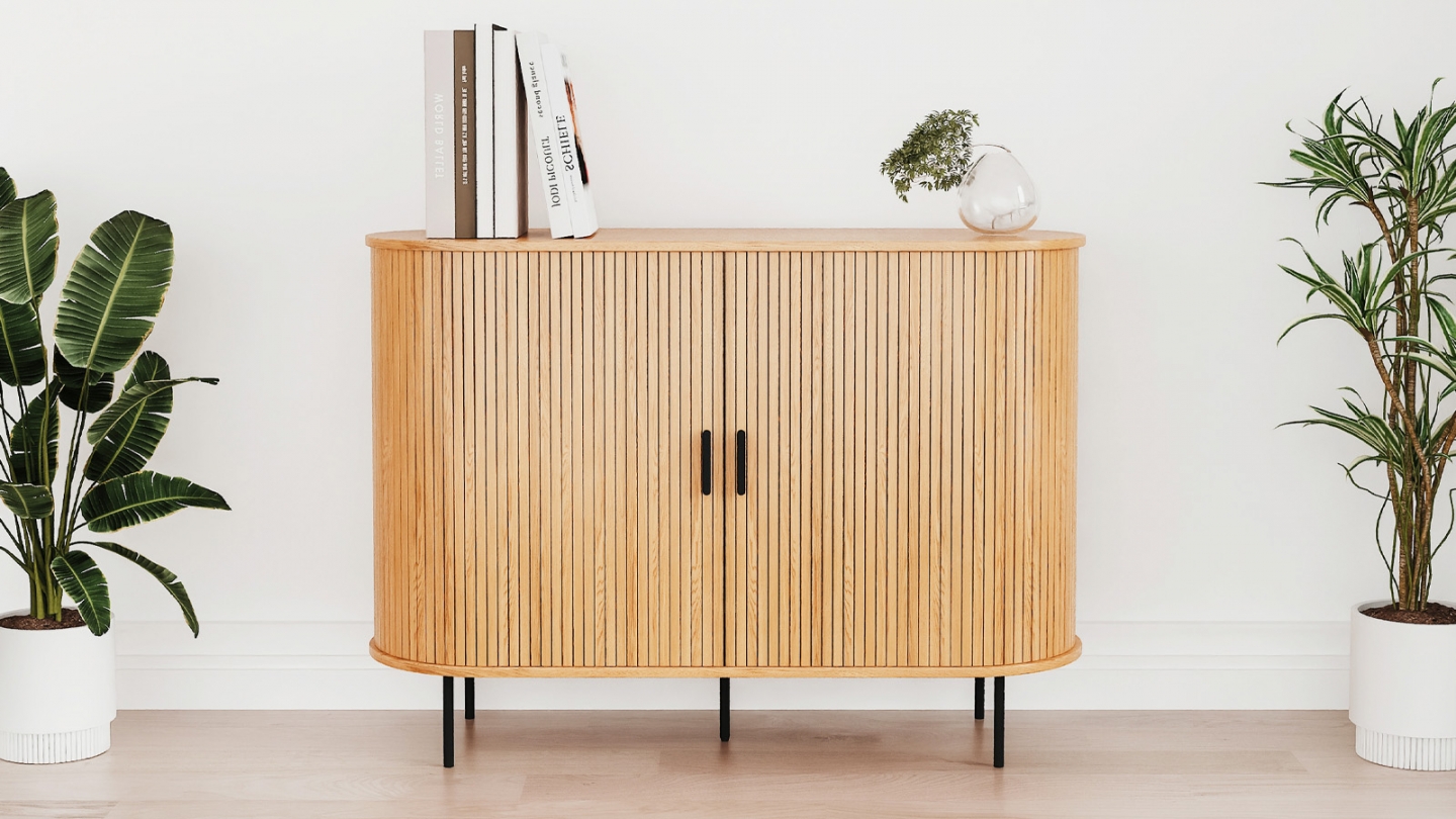 Buffet 2 portes effet Chêne 120 cm - Sora Buffet 2 portes effet Chêne 120 cm - Sora