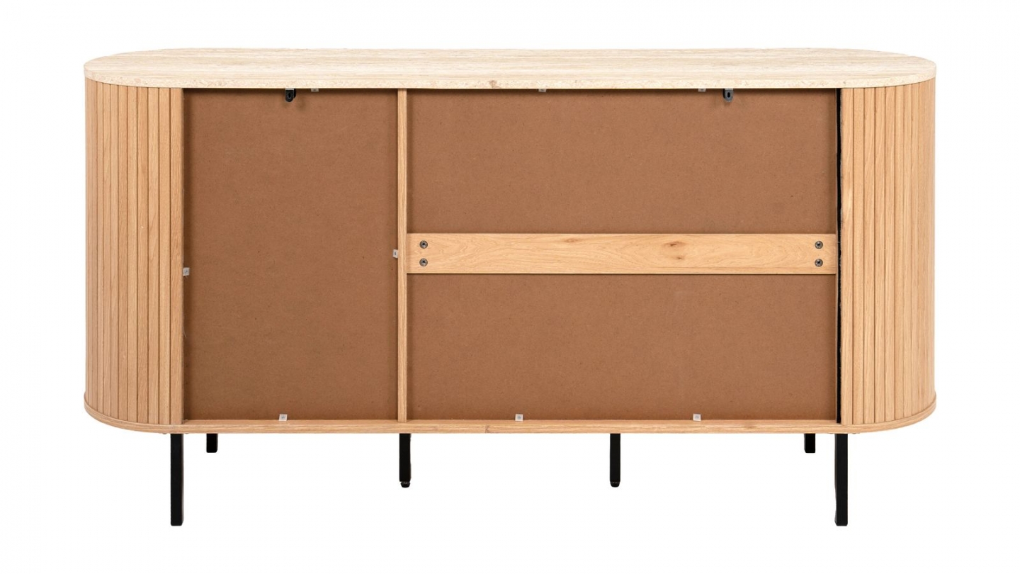 Buffet 2 portes effet Chêne et Travertin 160 cm - Juna Buffet 2 portes effet Chêne et Travertin 160 cm - Juna