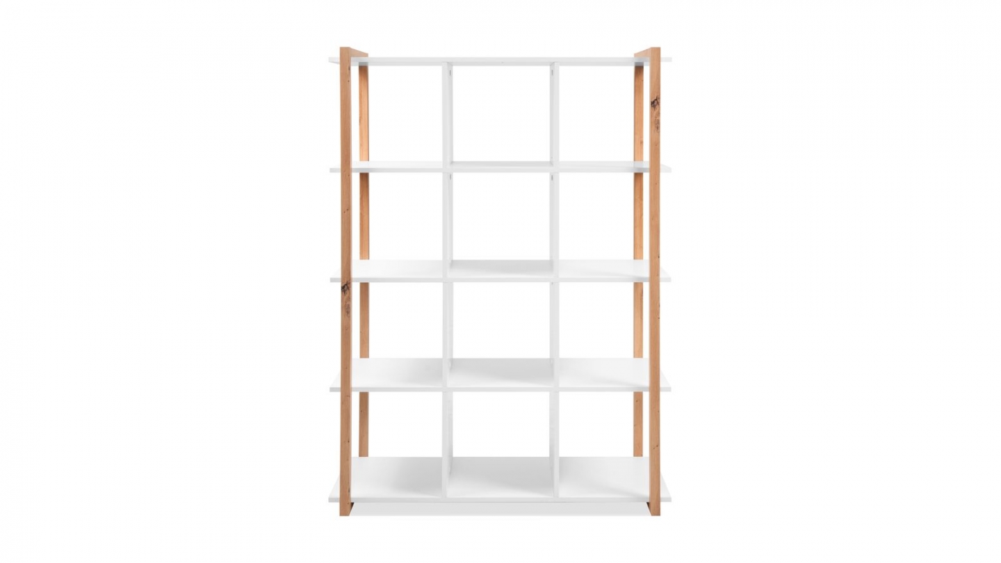 Etagère 4 niveaux blanc et effet bois 107 cm - Nora Etagère 4 niveaux blanc et effet bois 107 cm - Nora