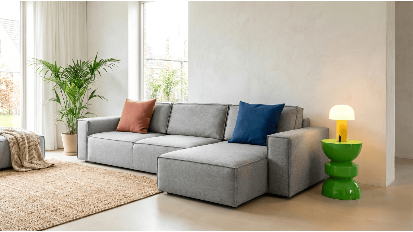 Canapé d'angle convertible réversible 5 places avec coffre de rangement Canapé d'angle convertible réversible 5 places avec coffre de rangement