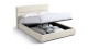 Lit coffre adulte 160x200 cm avec tête de lit capitonnée en tissu chenille beige - Simon