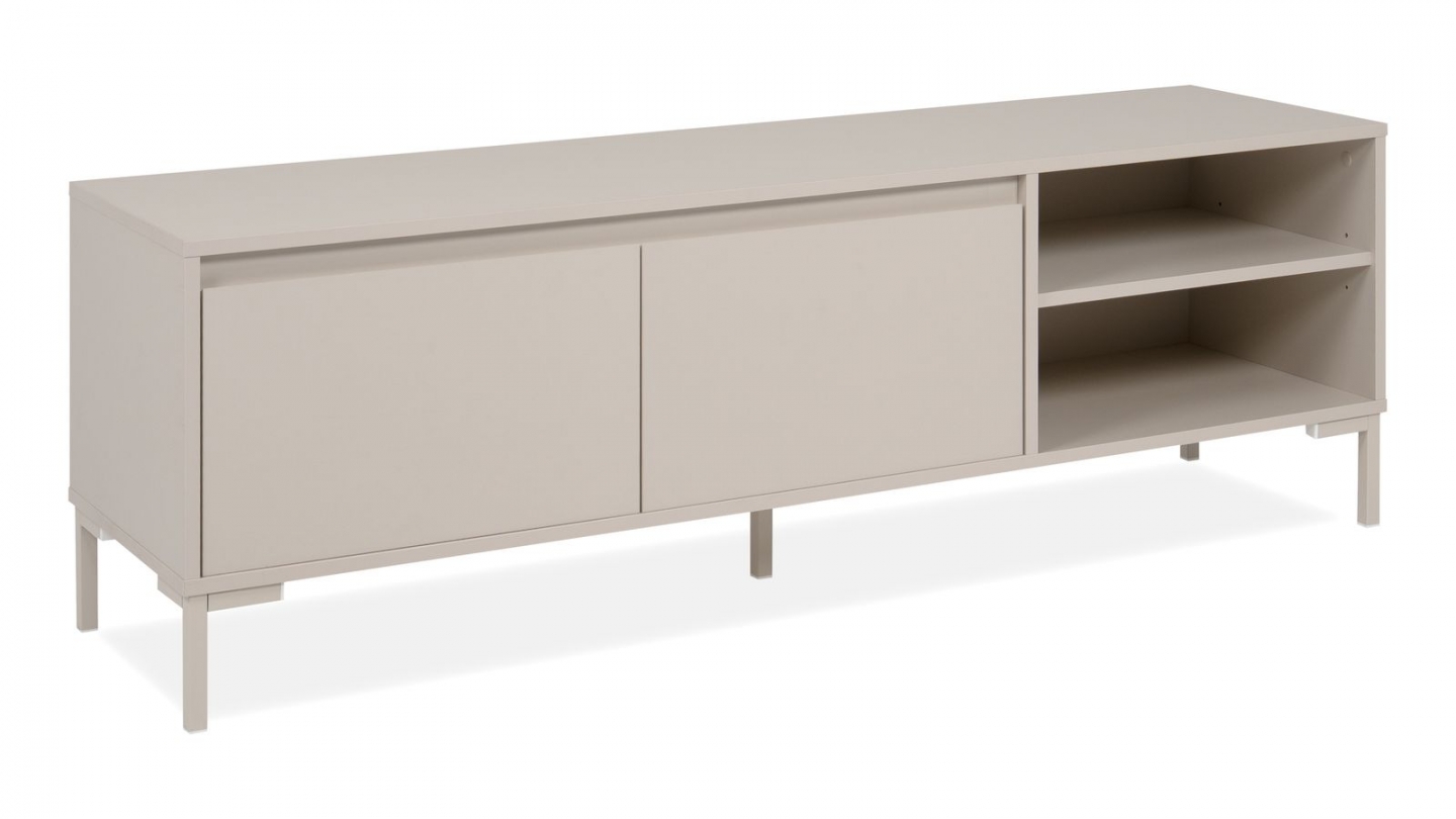 Meuble TV 2 portes 2 niches beige 150 cm - Ronda Meuble TV 2 portes 2 niches beige 150 cm - Ronda