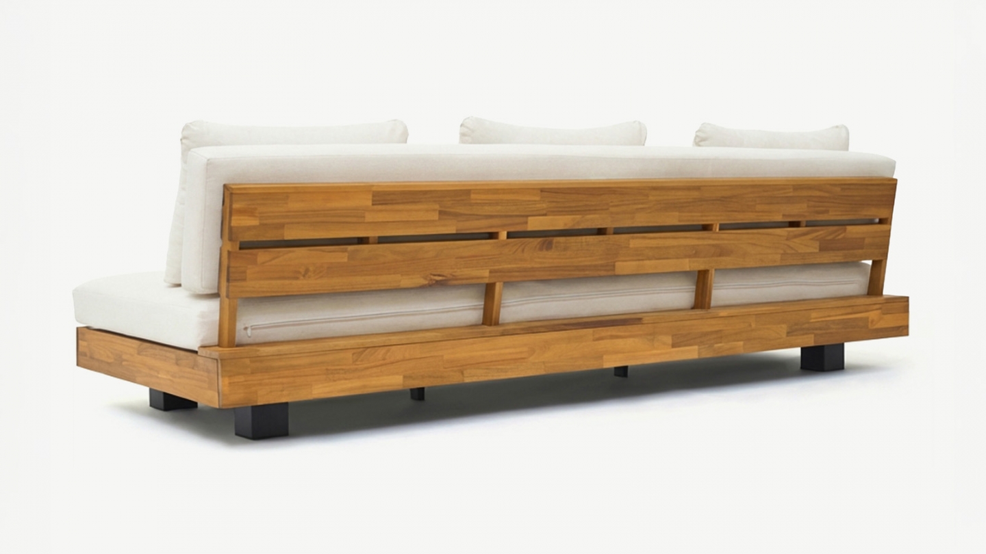 Salon de jardin 6 places en bois FSC - 2 Canapés 3 pl. - beige - Capri Salon de jardin 6 places en bois FSC - 2 Canapés 3 pl. - beige - Capri