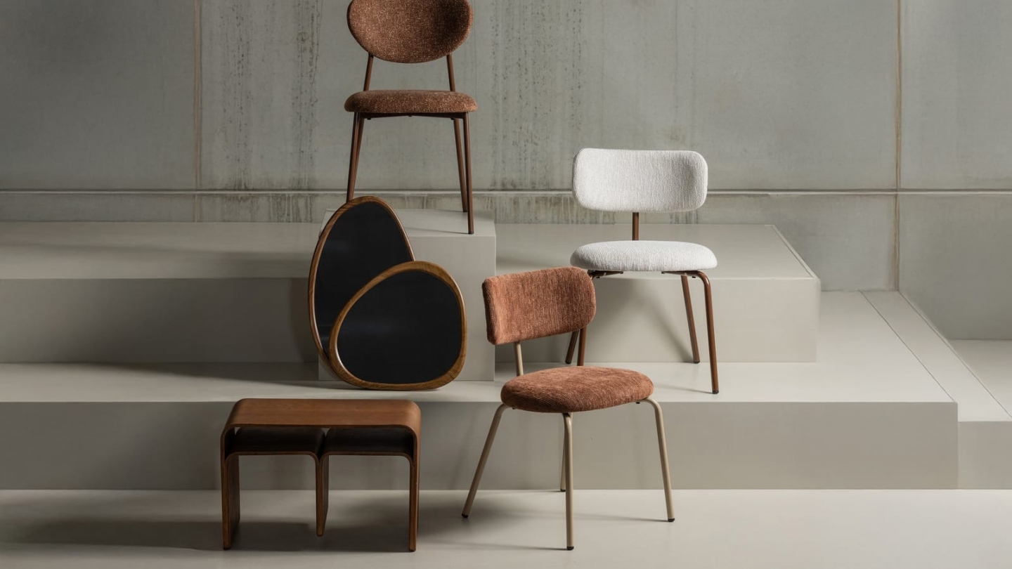 Lot de 2 chaises de salle à manger en tissu tissé marron - Valor Lot de 2 chaises de salle à manger en tissu tissé marron - Valor