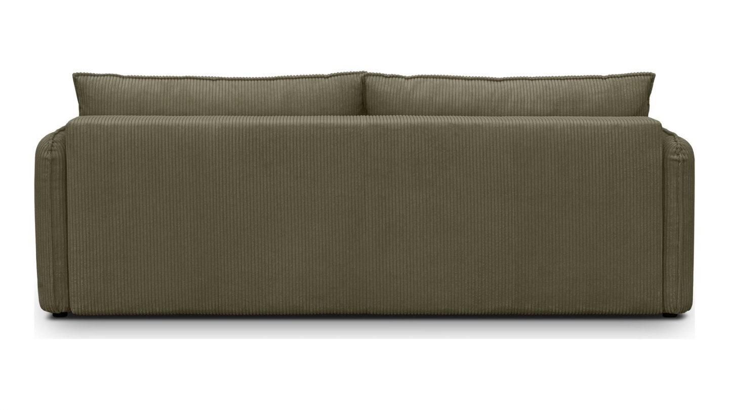 Canapé convertible 3 places en velours côtelé vert kaki - Baya Canapé convertible 3 places en velours côtelé vert kaki - Baya