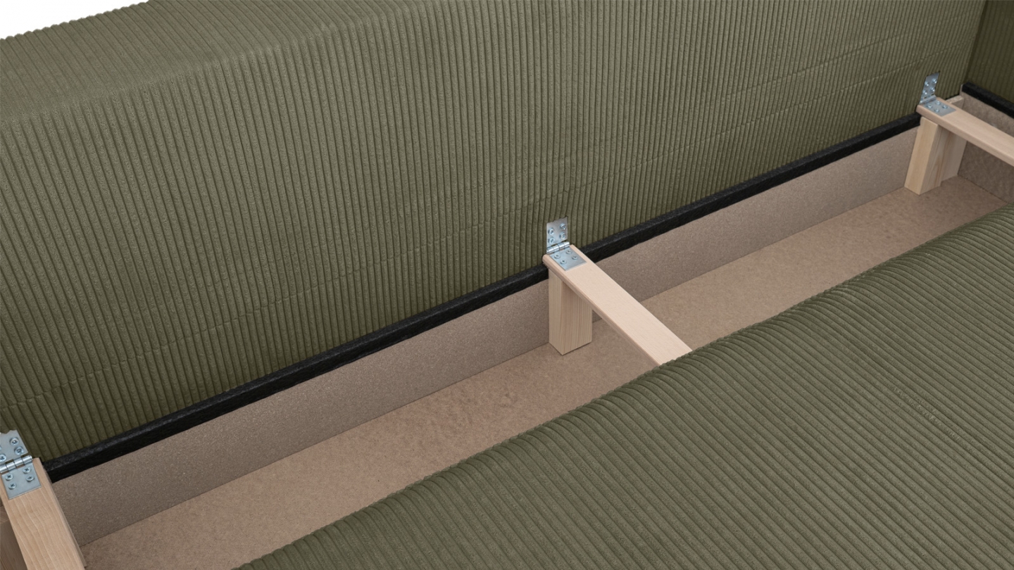 Canapé convertible 3 places en velours côtelé vert kaki - Baya Canapé convertible 3 places en velours côtelé vert kaki - Baya