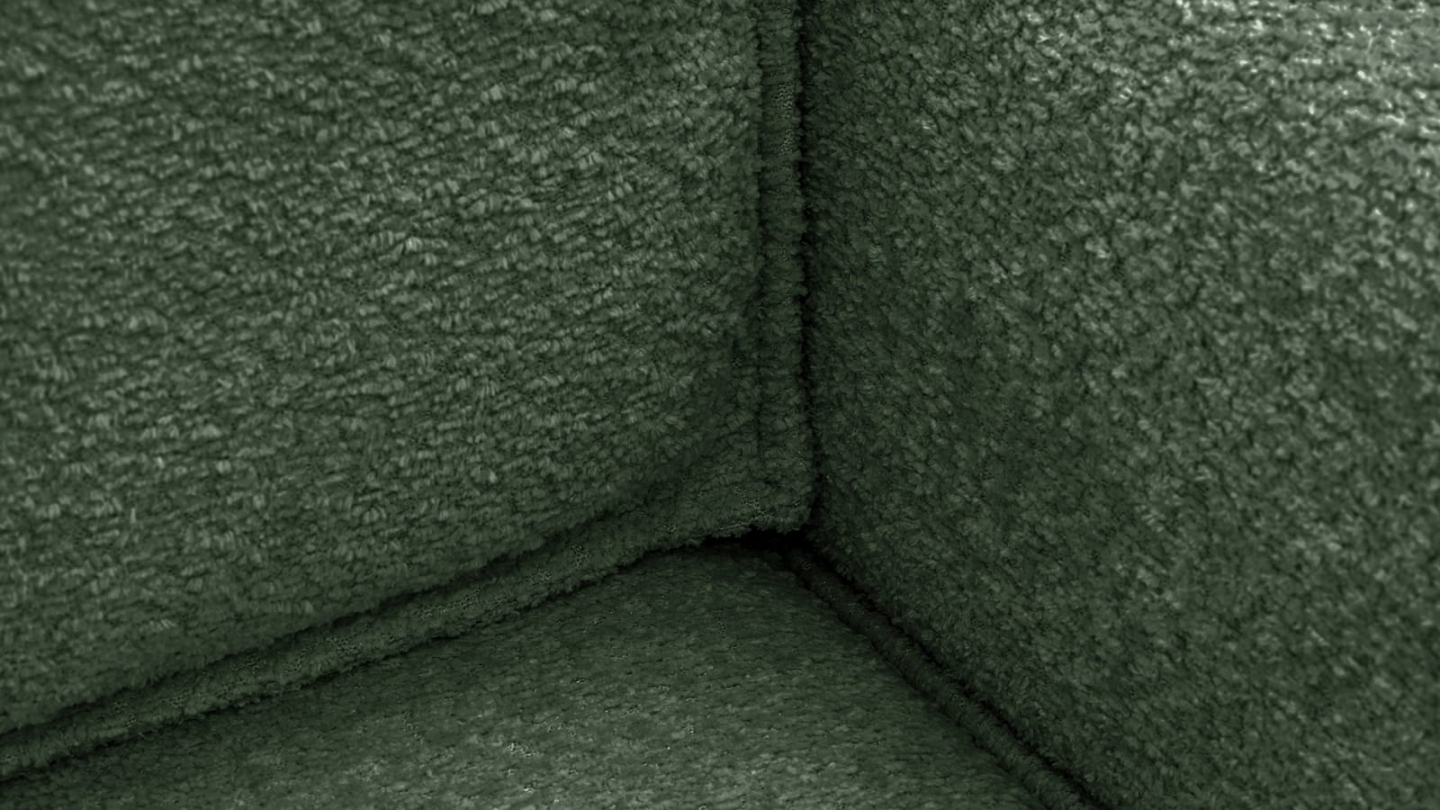 Canapé d'angle ouvert à droite convertible 3 places en tissu bouclé vert foncé - Emma Canapé d'angle ouvert à droite convertible 3 places en tissu bouclé vert foncé - Emma