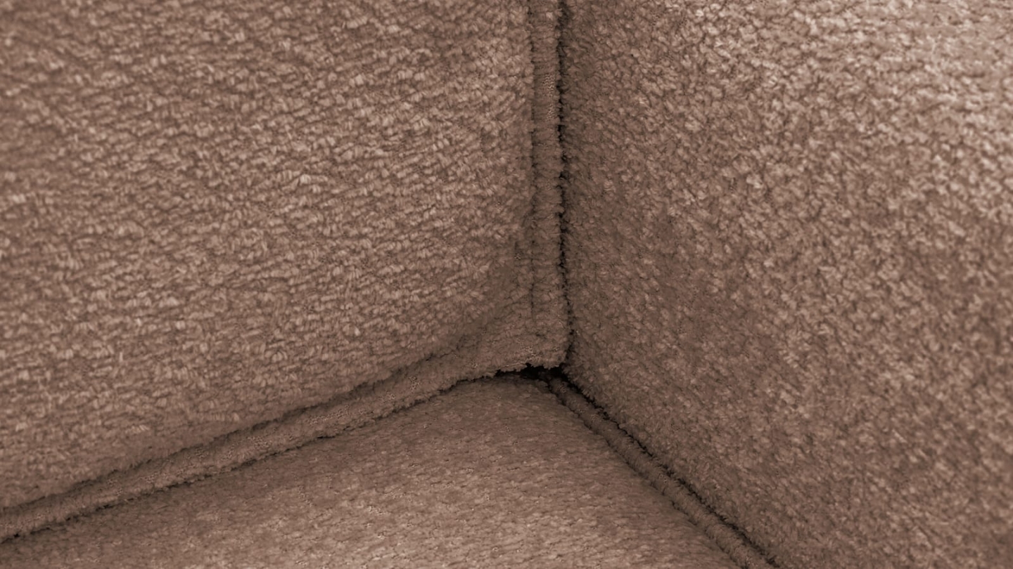 Canapé d'angle ouvert à gauche convertible 3 places en tissu bouclé rose poudré - Emma Canapé d'angle ouvert à gauche convertible 3 places en tissu bouclé rose poudré - Emma