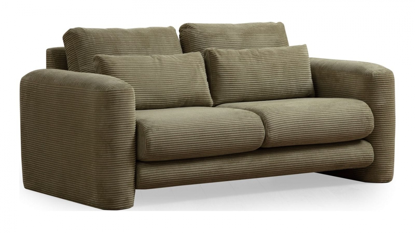 Canapé droit 2 places en velours côtelé vert kaki - Amaya Canapé droit 2 places en velours côtelé vert kaki - Amaya