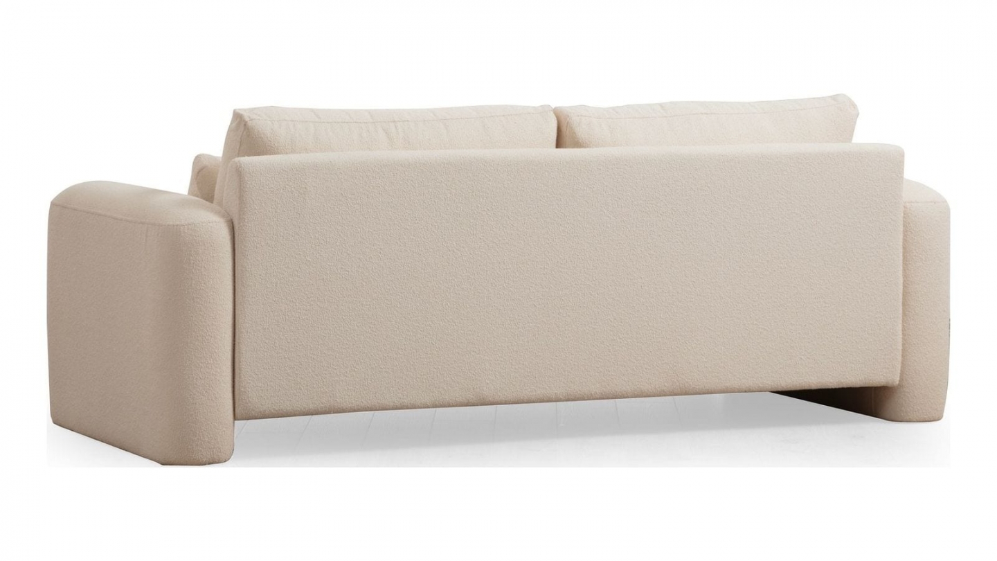 Canapé droit 3 places en tissu teddy beige - Amaya Canapé droit 3 places en tissu teddy beige - Amaya