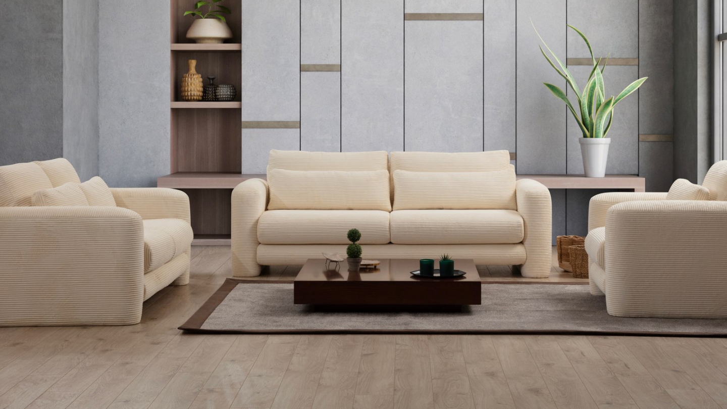 Fauteuil en velours côtelé beige - Amaya Fauteuil en velours côtelé beige - Amaya