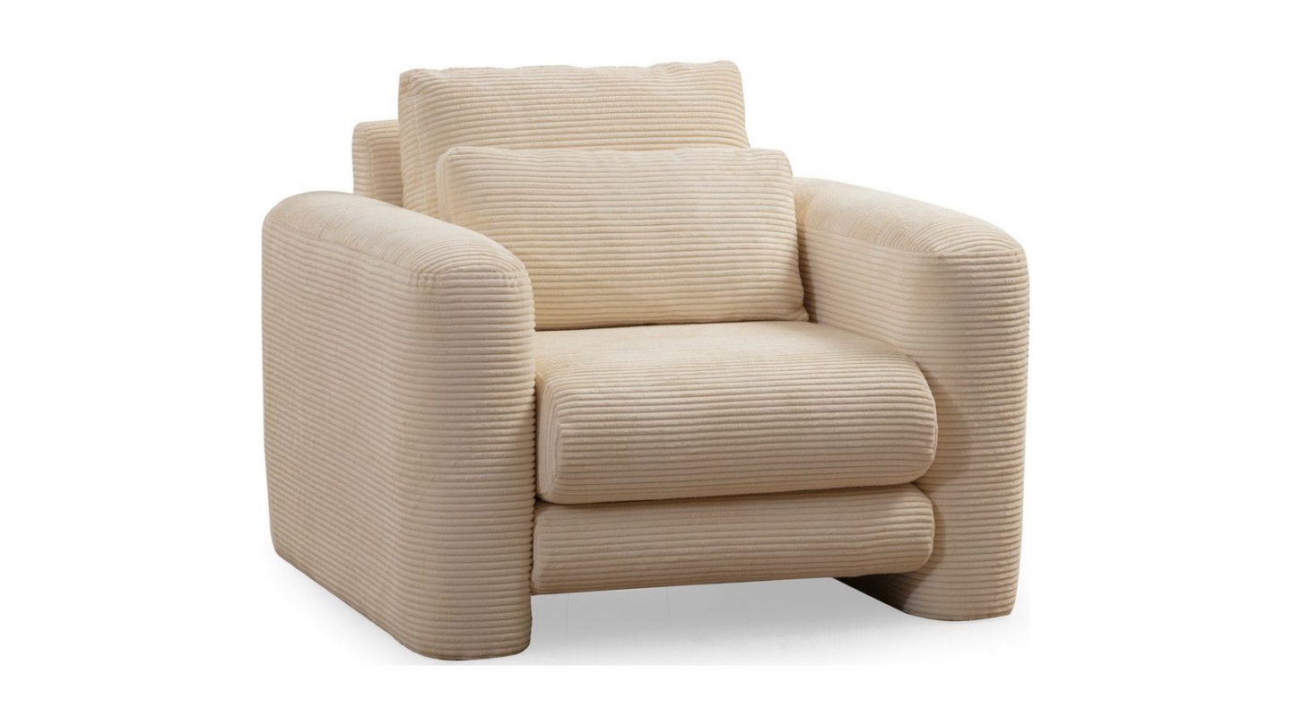 Fauteuil en velours côtelé beige - Amaya Fauteuil en velours côtelé beige - Amaya