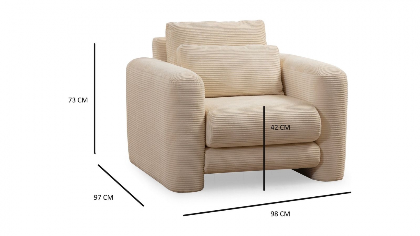 Fauteuil en velours côtelé beige - Amaya Fauteuil en velours côtelé beige - Amaya