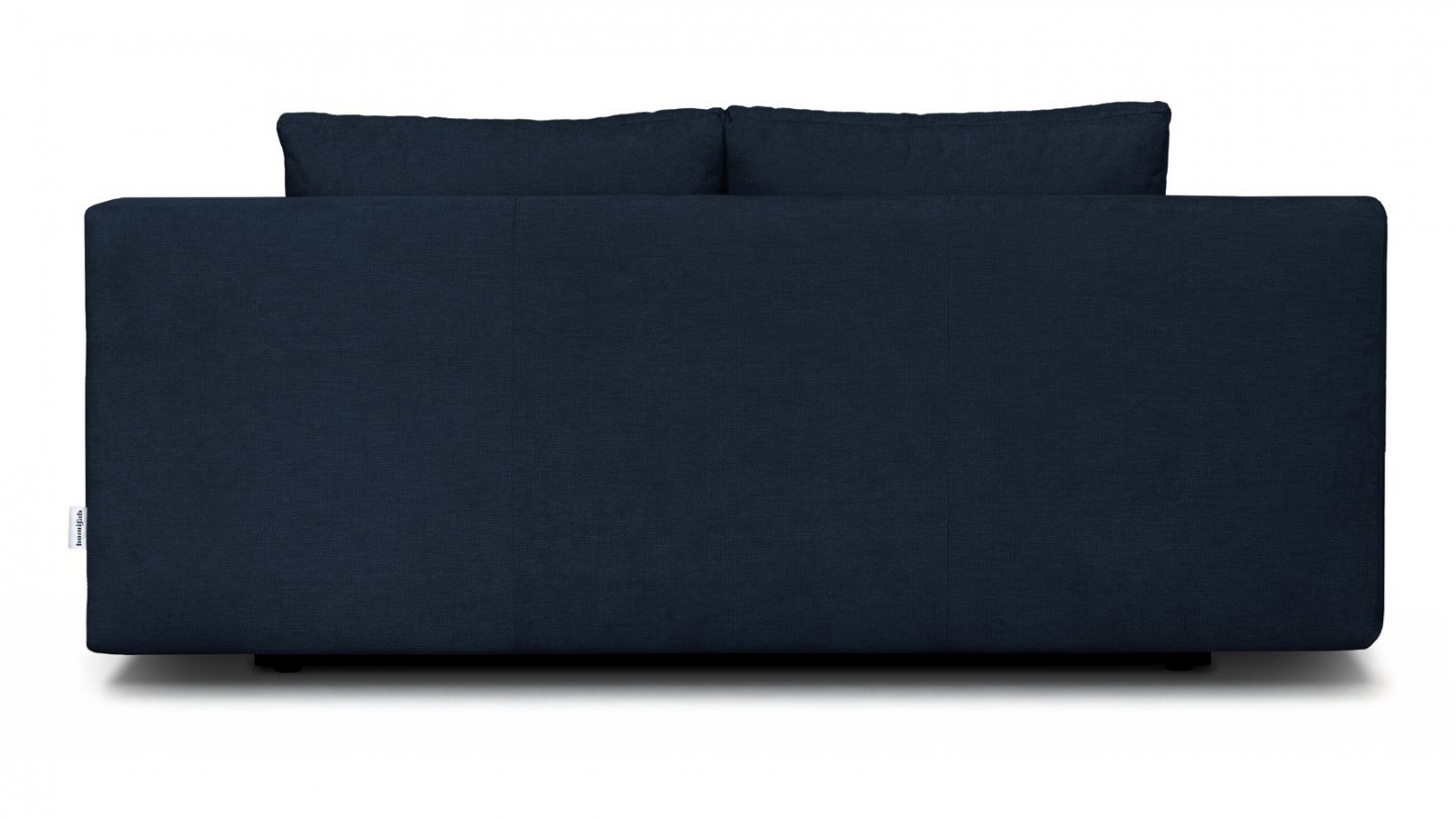 Canapé convertible 3 places avec coffre de rangement en tissu chenille bleu foncé - Laria Canapé convertible 3 places avec coffre de rangement en tissu chenille bleu foncé - Laria