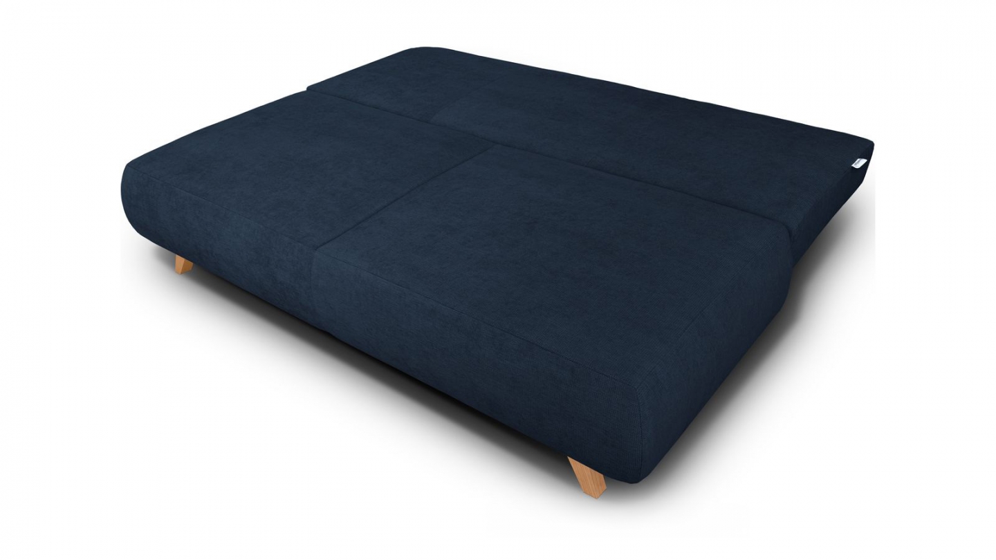 Canapé convertible 3 places avec coffre de rangement en tissu chenille bleu foncé - Laria Canapé convertible 3 places avec coffre de rangement en tissu chenille bleu foncé - Laria