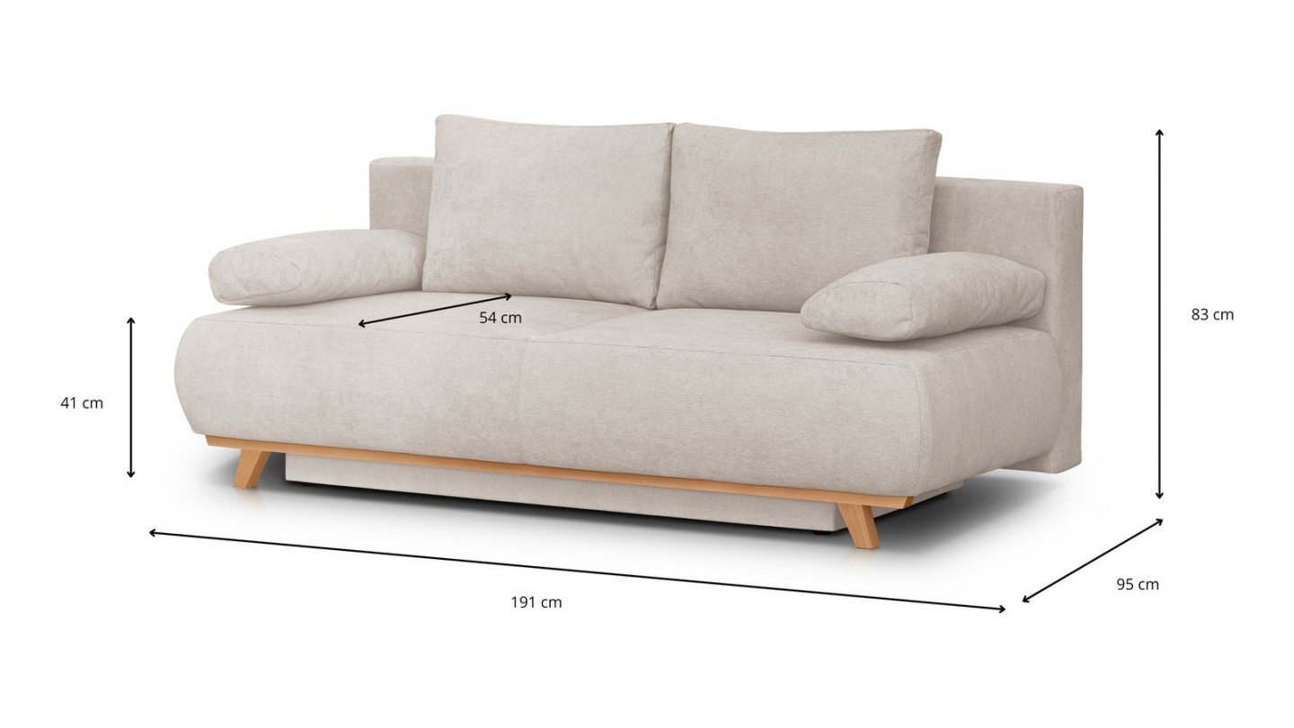 Canapé convertible 3 places avec coffre de rangement en tissu chenille taupe - Laria Canapé convertible 3 places avec coffre de rangement en tissu chenille taupe - Laria