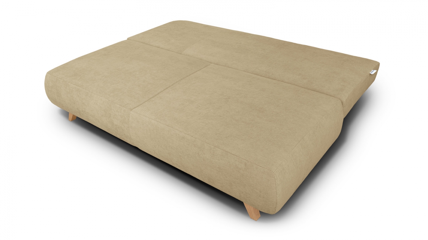 Canapé convertible 3 places avec coffre de rangement en tissu chenille miel - Laria Canapé convertible 3 places avec coffre de rangement en tissu chenille miel - Laria