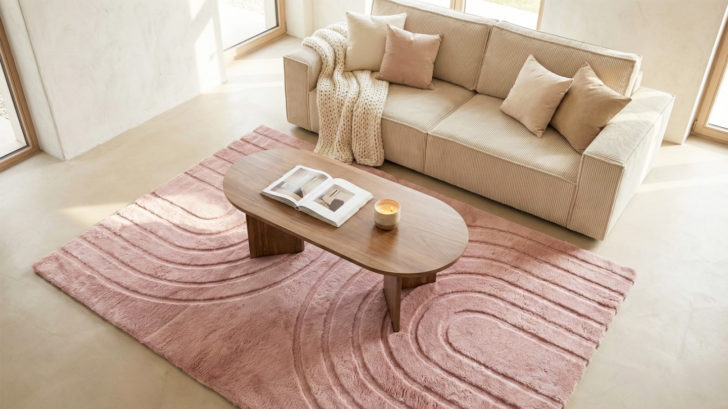 Tapis motif géométrique rose 120x160 cm - Arctic Glow Tapis motif géométrique rose 120x160 cm - Arctic Glow
