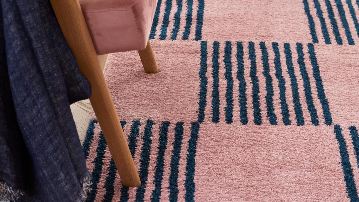 Tapis rétro damniere bleu 200x280 cm - Pop Vibes Tapis rétro damniere bleu 200x280 cm - Pop Vibes