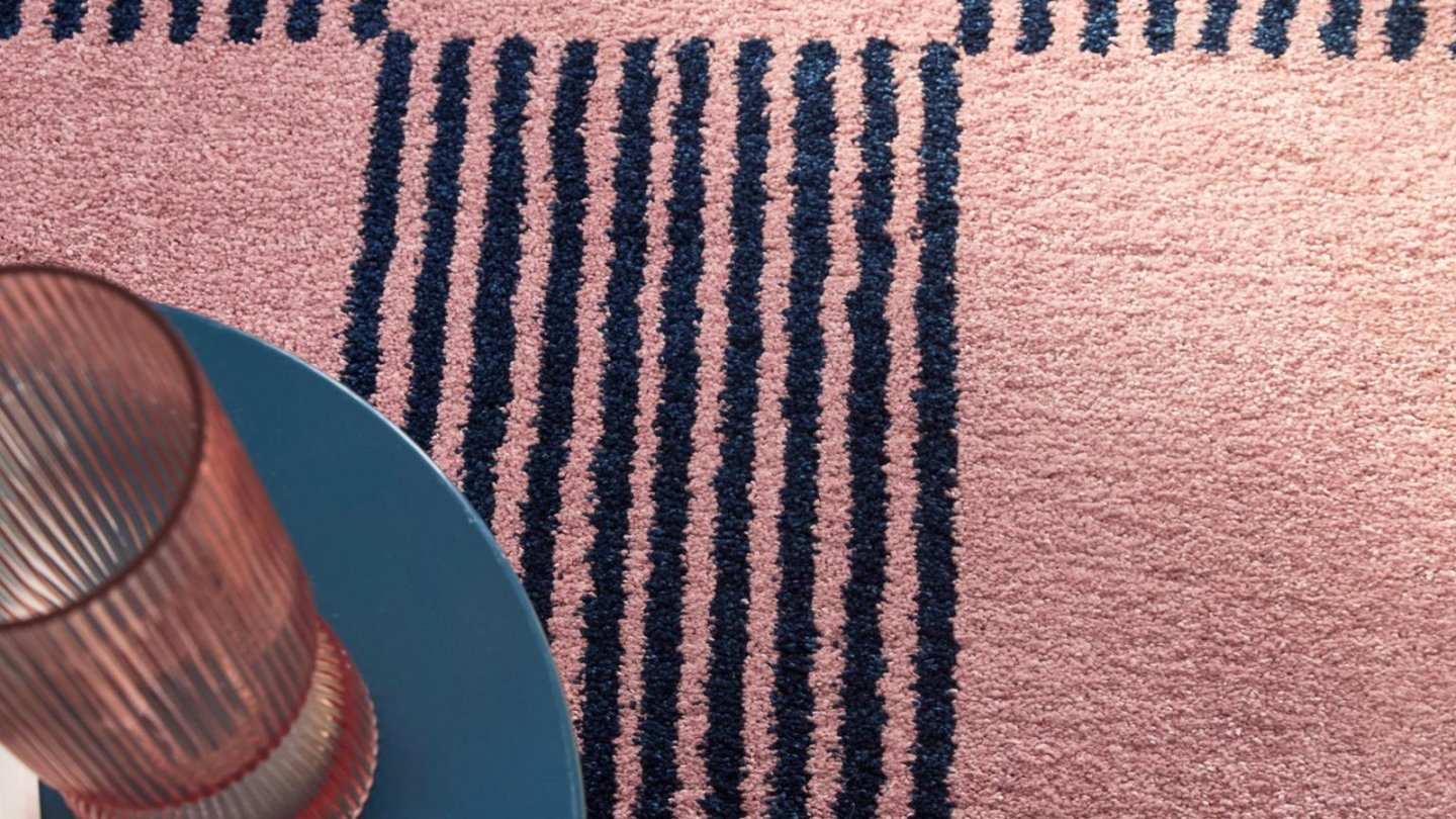 Tapis rétro damniere bleu 200x280 cm - Pop Vibes Tapis rétro damniere bleu 200x280 cm - Pop Vibes