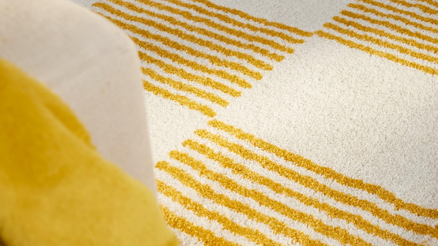 Tapis rétro damniere jaune 120x160 cm - Pop Vibes Tapis rétro damniere jaune 120x160 cm - Pop Vibes