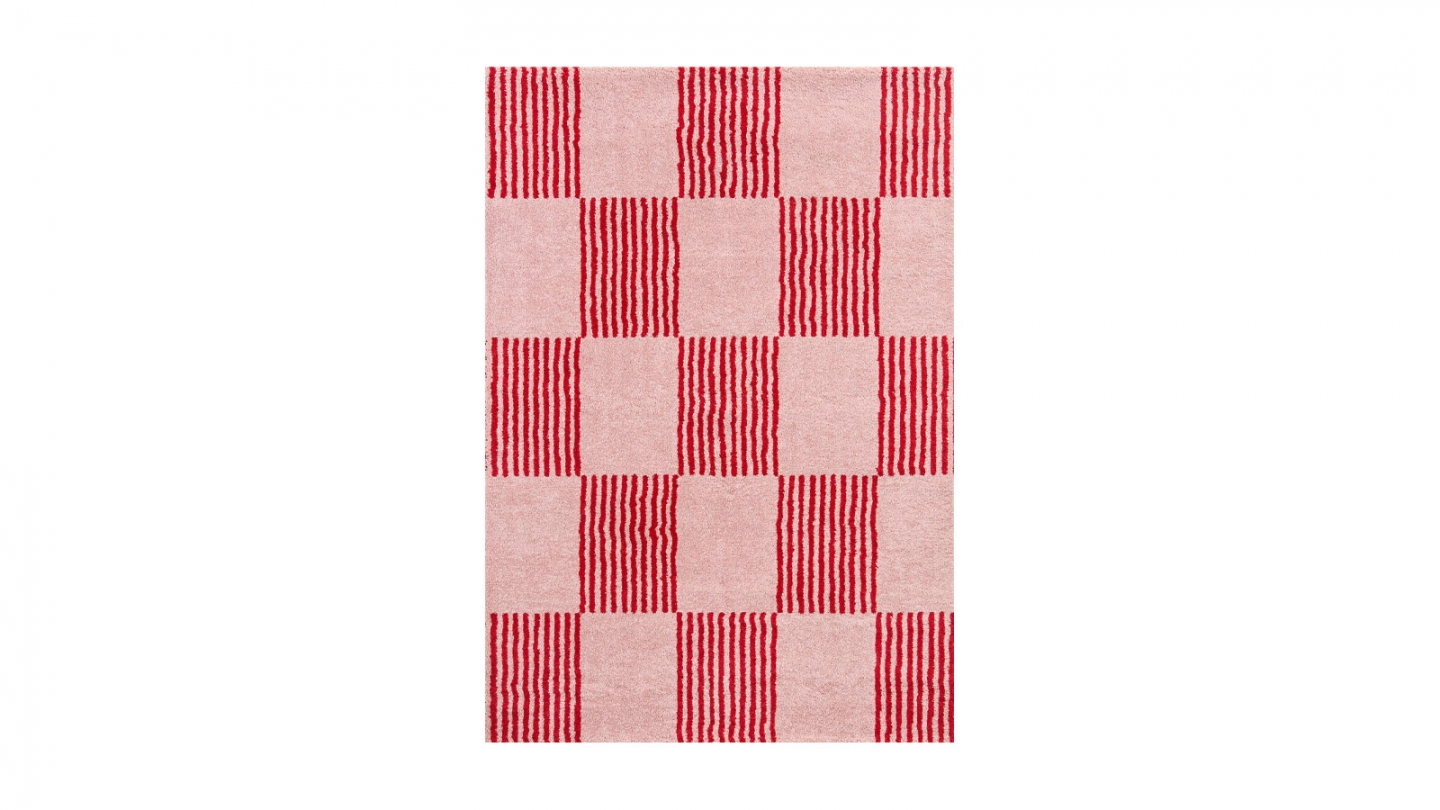 Tapis rétro damniere rouge 80x140 cm - Pop Vibes Tapis rétro damniere rouge 80x140 cm - Pop Vibes