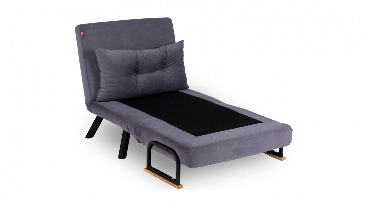 Fauteuil convertible avec dossier réglable en tissu gris - Enea Fauteuil convertible avec dossier réglable en tissu gris - Enea