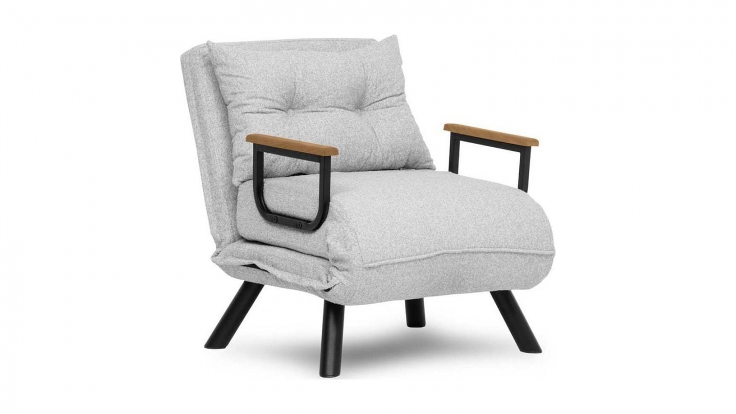 Fauteuil convertible avec dossier réglable en tissu teddy gris - Enea Fauteuil convertible avec dossier réglable en tissu teddy gris - Enea