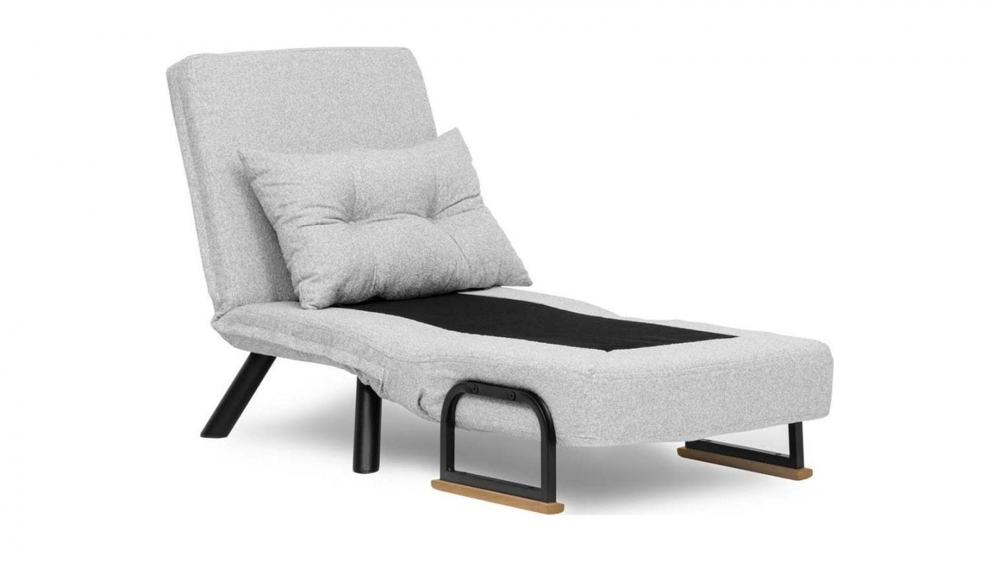 Fauteuil convertible avec dossier réglable en tissu teddy gris - Enea Fauteuil convertible avec dossier réglable en tissu teddy gris - Enea