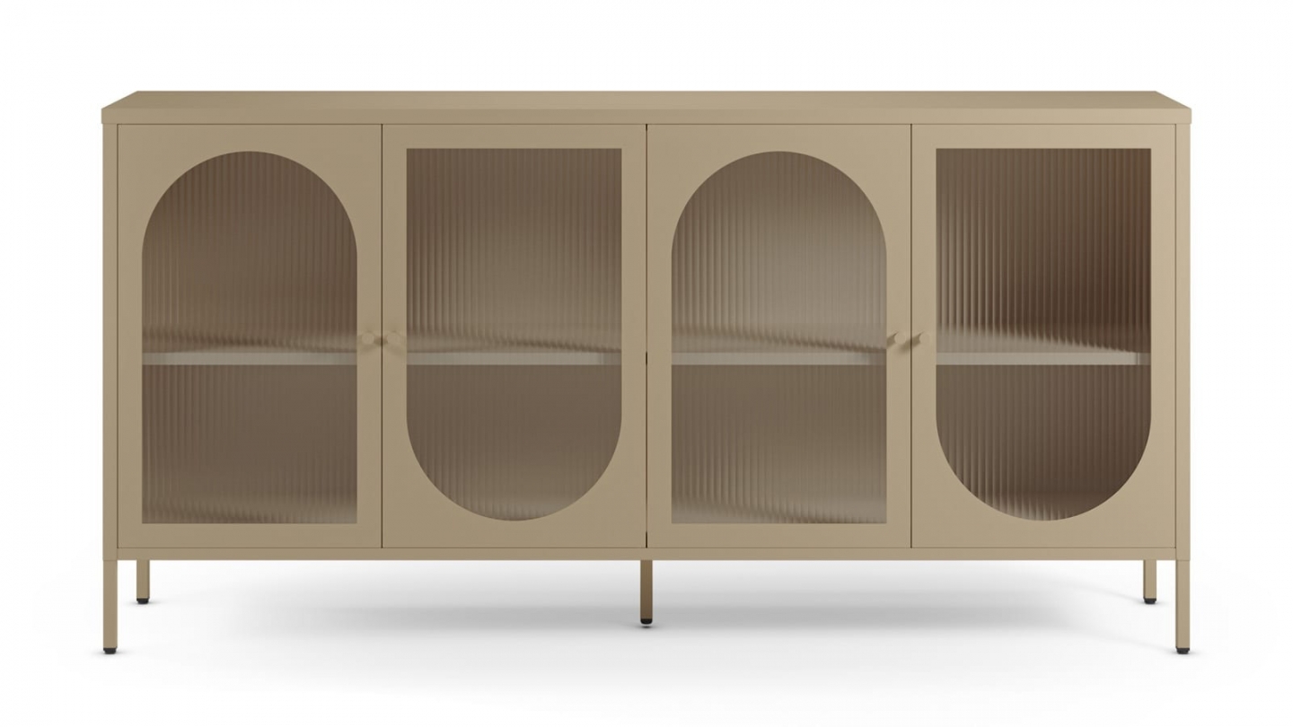 Buffet 4 portes en métal beige 160 cm - Ysia Buffet 4 portes en métal beige 160 cm - Ysia