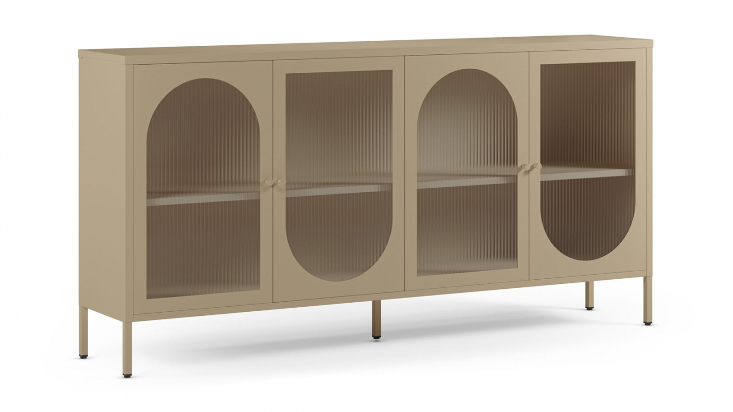 Buffet 4 portes en métal beige 160 cm - Ysia Buffet 4 portes en métal beige 160 cm - Ysia