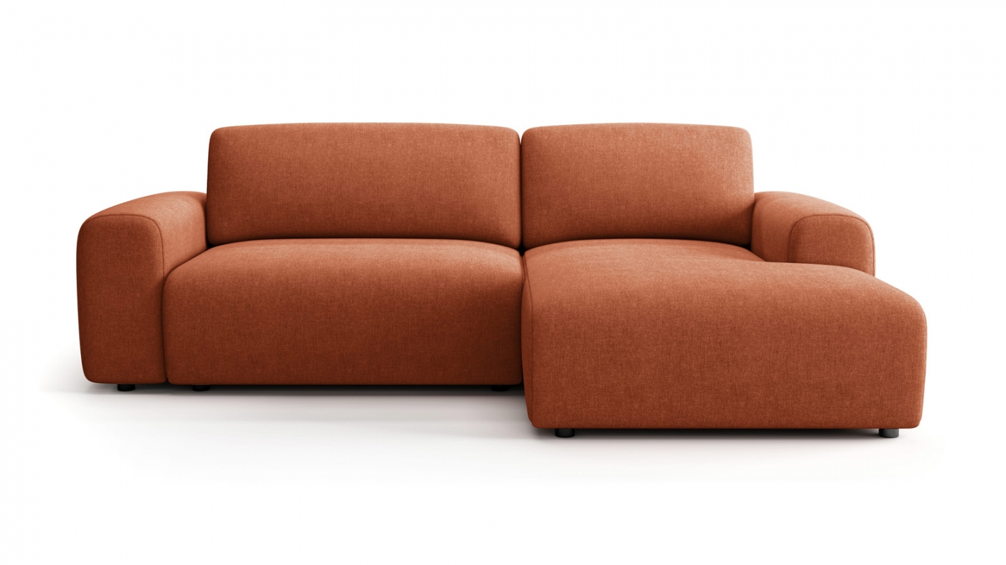 Canapé d'angle réversible convertible 5 places en tissu chenille terracotta - Luno Canapé d'angle réversible convertible 5 places en tissu chenille terracotta - Luno