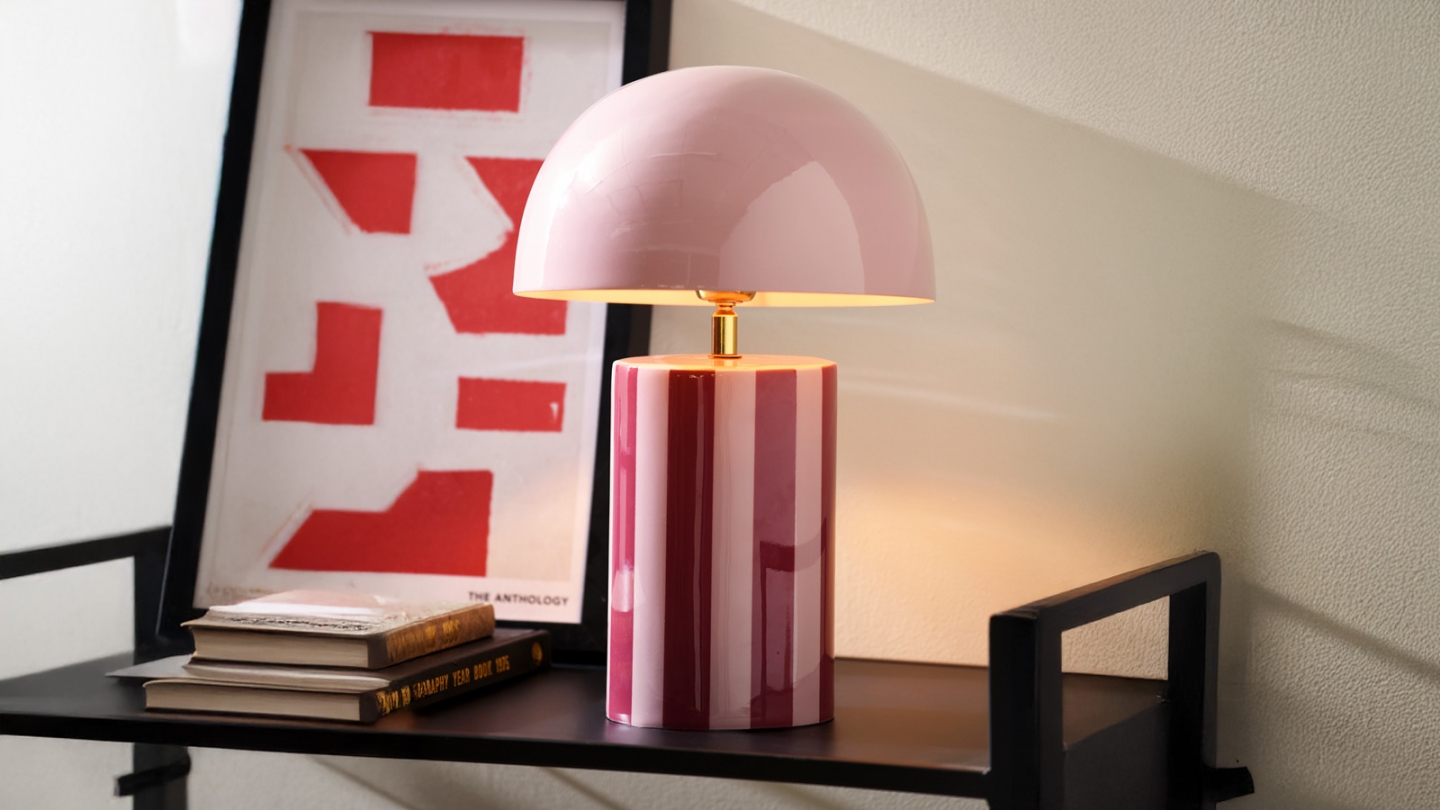 Lampe à poser champignon rayée rose foncé - Rayado Lampe à poser champignon rayée rose foncé - Rayado