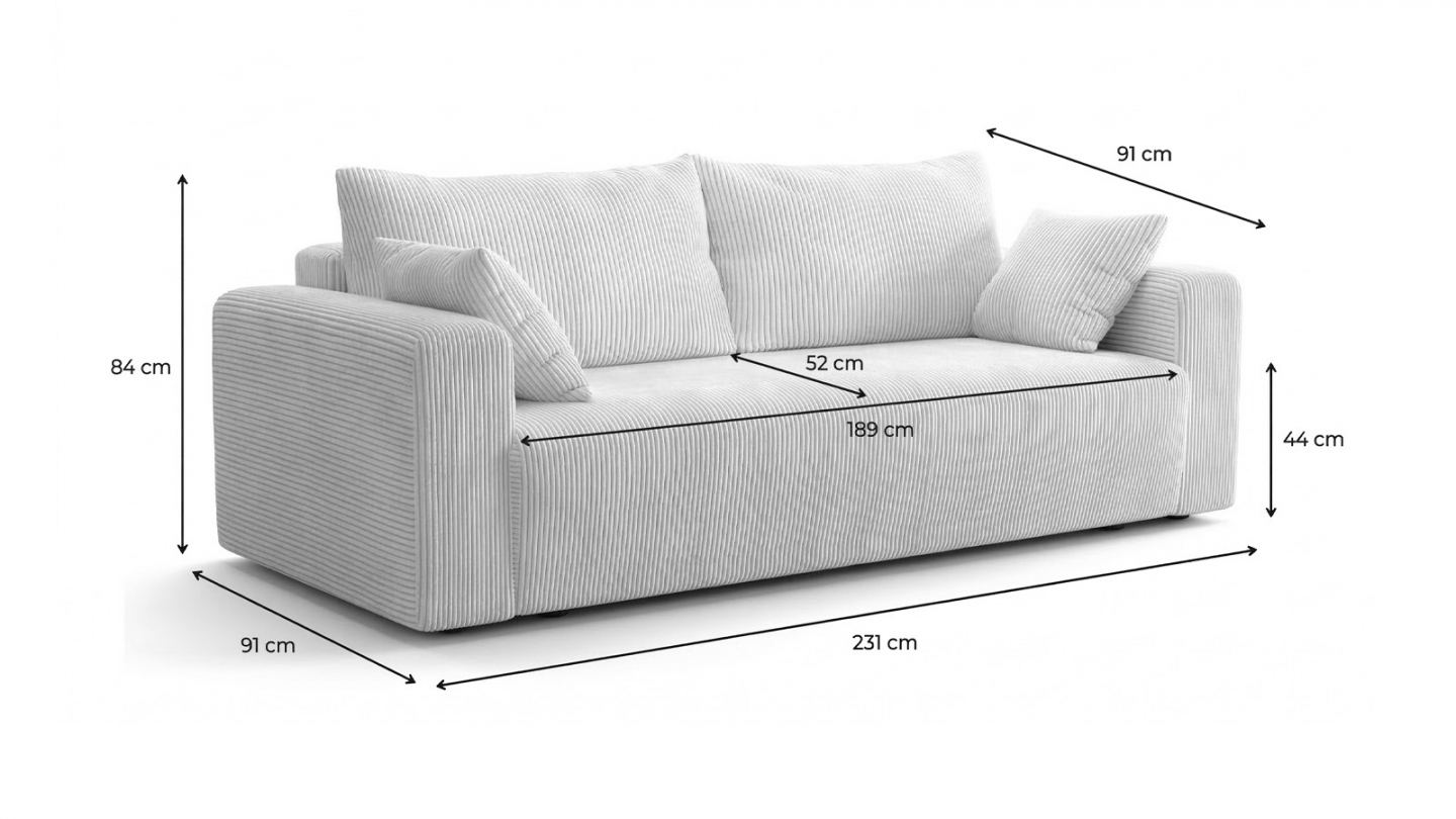 Canapé convertible 3 places en velours côtelé rouille - Fjord Canapé convertible 3 places en velours côtelé rouille - Fjord