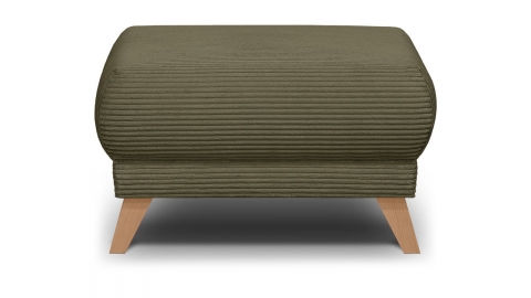 Pouf en velours côtelé vert kaki - Laria