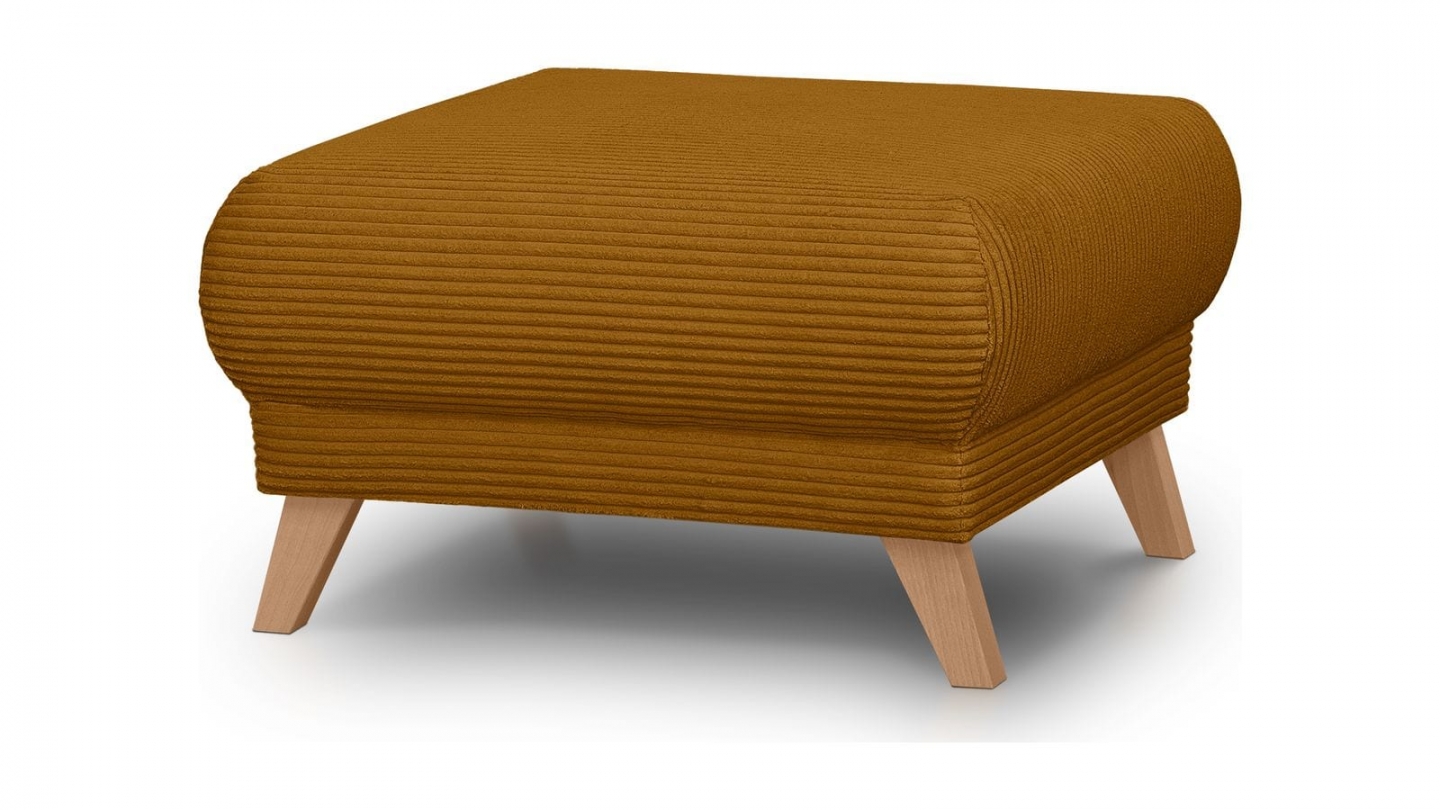 Pouf en velours côtelé jaune moutarde - Laria Pouf en velours côtelé jaune moutarde - Laria