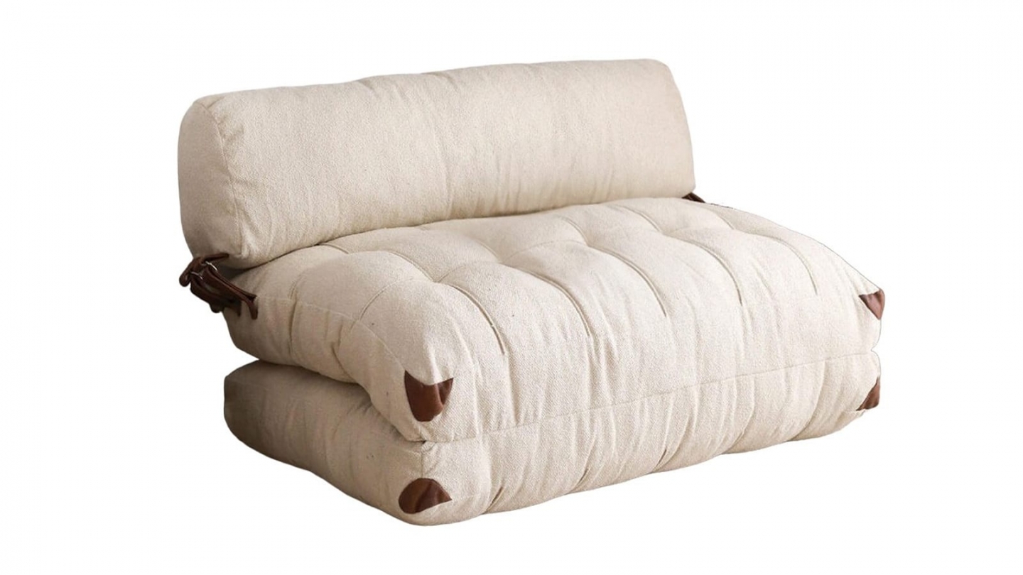 Chauffeuse convertible 2 places en tissu teddy beige - Lucho Chauffeuse convertible 2 places en tissu teddy beige - Lucho