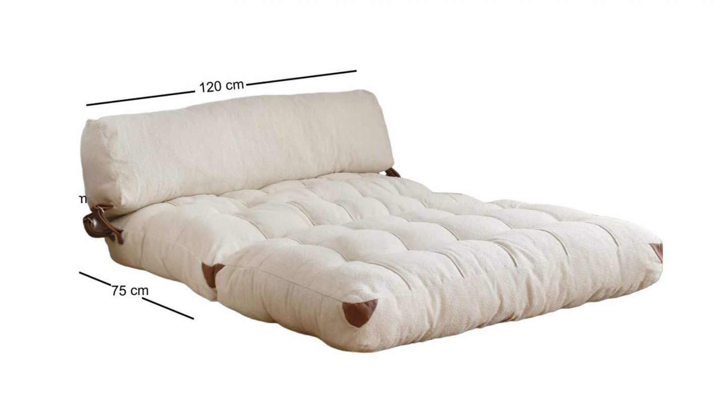 Chauffeuse convertible 2 places en tissu teddy beige - Lucho Chauffeuse convertible 2 places en tissu teddy beige - Lucho
