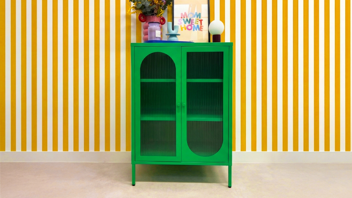 Buffet 2 portes en métal vert électrique 70 cm - Ysia Buffet 2 portes en métal vert électrique 70 cm - Ysia