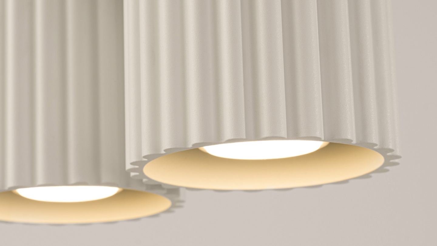 Plafonnier cannelé 2 lumières beige - Aura Plafonnier cannelé 2 lumières beige - Aura