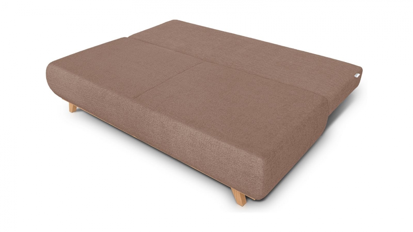 Canapé convertible 3 places avec coffre de rangement en tissu bouclé rose poudré - Laria Canapé convertible 3 places avec coffre de rangement en tissu bouclé rose poudré - Laria