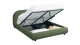 Lit coffre 160x200 cm avec tête de lit matelassée en tissu bouclé vert kaki - Madisson