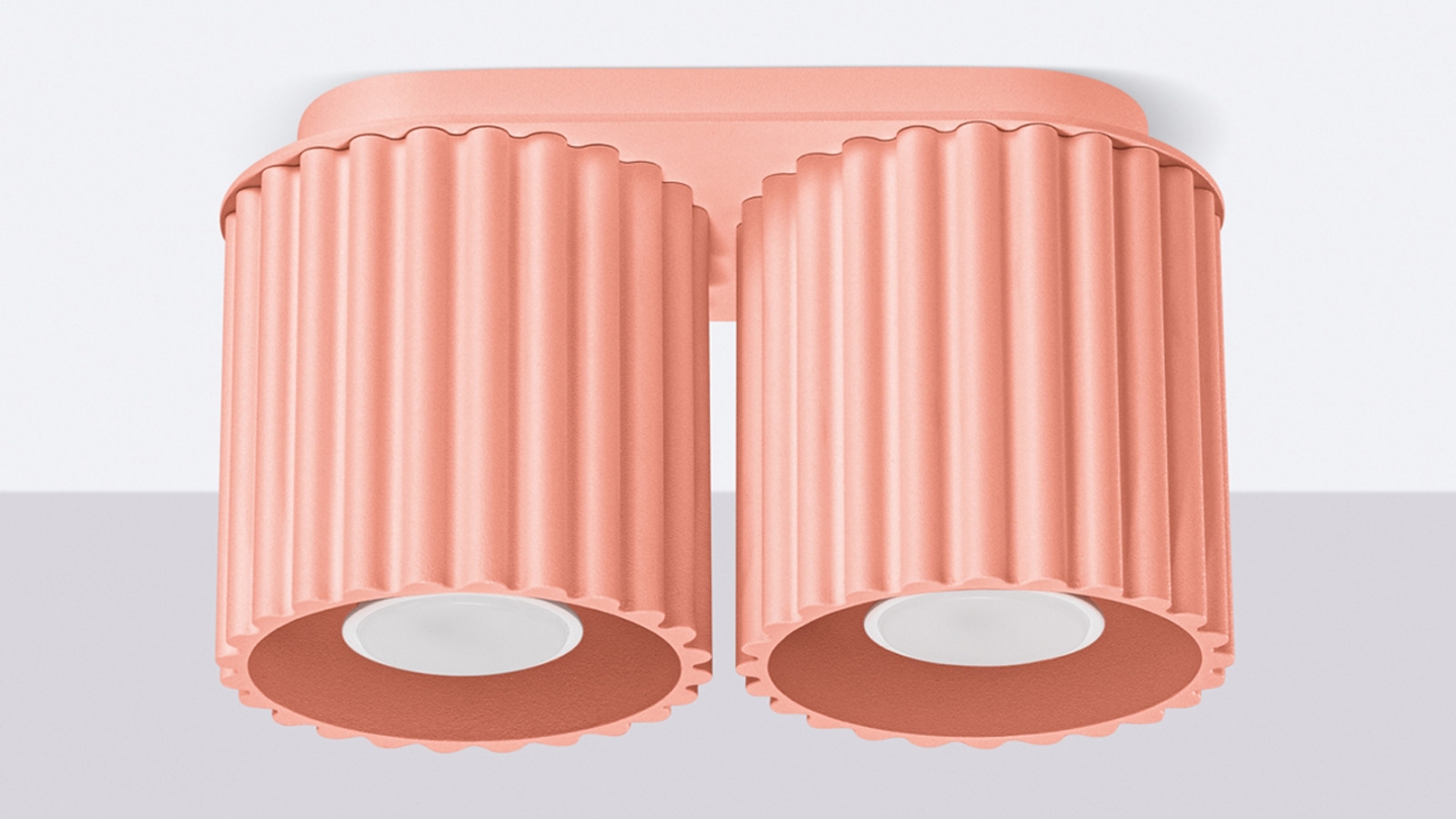 Plafonnier cannelé 2 lumières pêche - Aura Plafonnier cannelé 2 lumières pêche - Aura