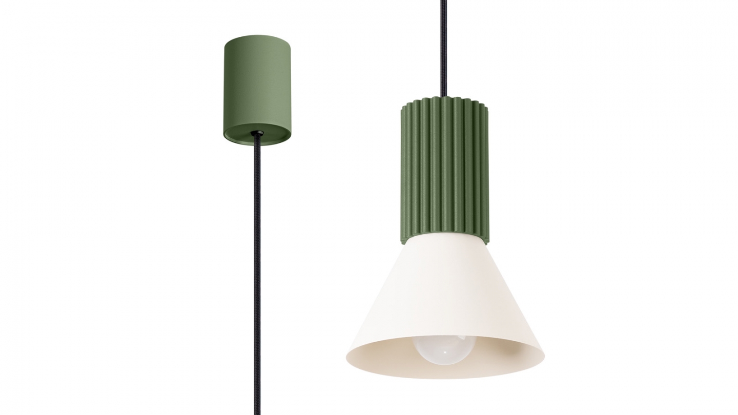 Suspension cannelée beige / vert olive - Estria Suspension cannelée beige / vert olive - Estria