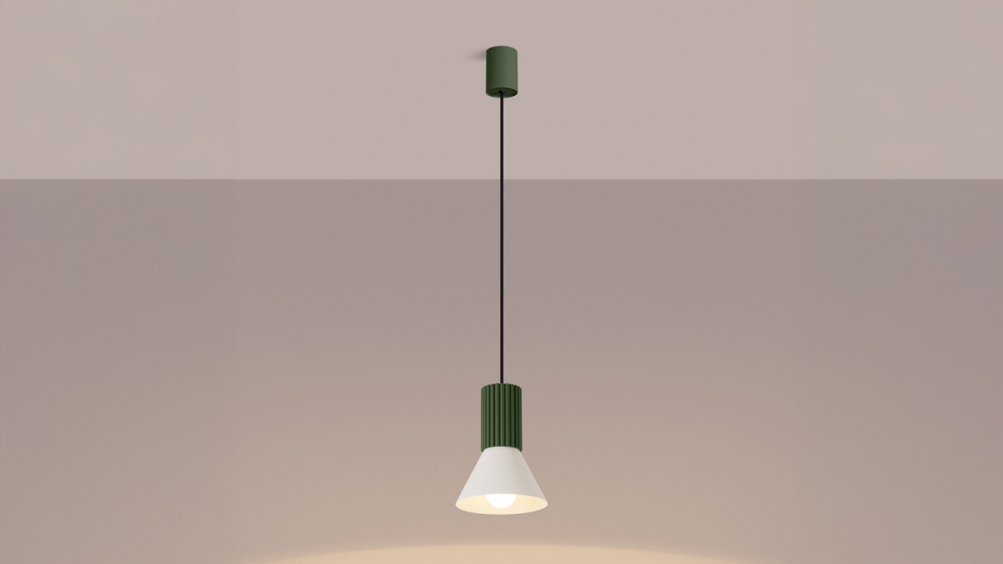 Suspension cannelée beige / vert olive - Estria Suspension cannelée beige / vert olive - Estria