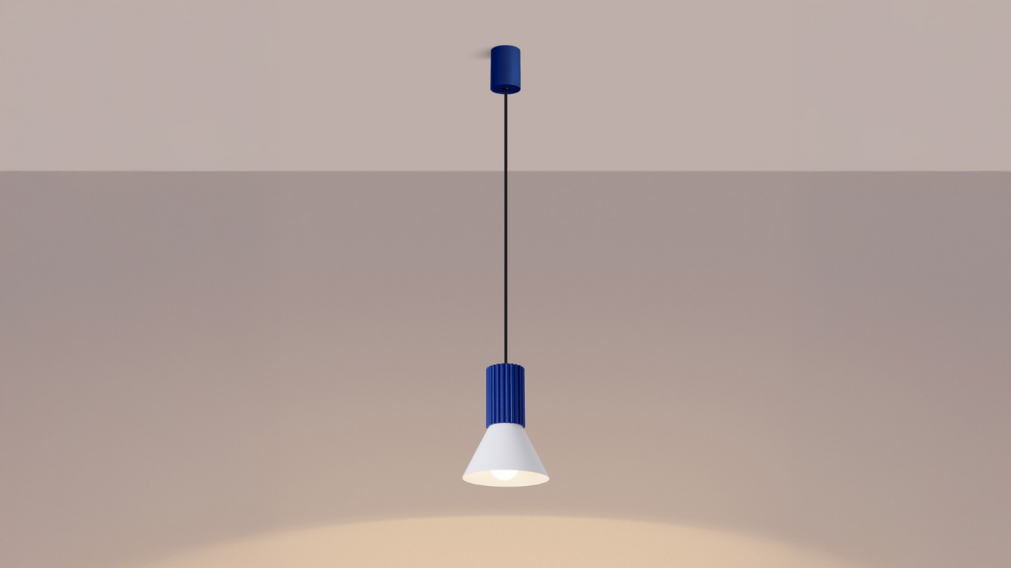 Suspension cannelée blanc / bleu - Estria Suspension cannelée blanc / bleu - Estria
