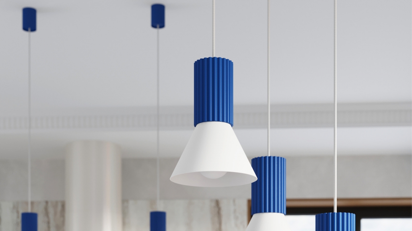 Suspension cannelée blanc / bleu - Estria Suspension cannelée blanc / bleu - Estria
