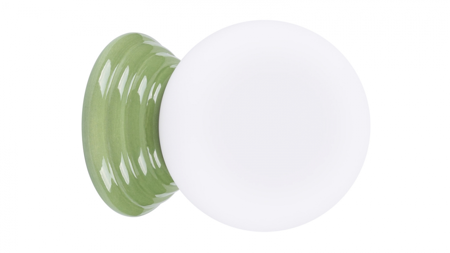 Applique murale en céramique vert et globe en verre - Zori Applique murale en céramique vert et globe en verre - Zori