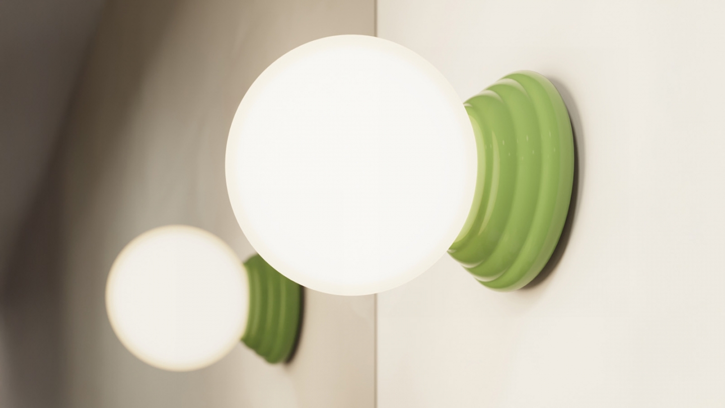 Applique murale en céramique vert et globe en verre - Zori Applique murale en céramique vert et globe en verre - Zori